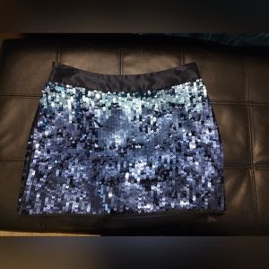 Express mini skirt ombre blue sequins